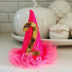 MUD PIE BIRTHDAY GIRL PINK GLITTER PARTY HAT